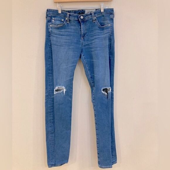 AG Adriano Goldschmeid The Stilt Cigarette Leg Distressed Destroyed Jeans - Picture 2 of 11